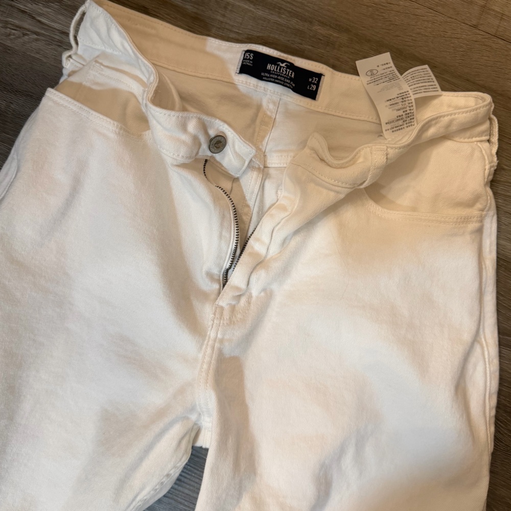 Hollister White Denim Pants Ultra High Rise Dad Jeans W32 L29 - Picture 2 of 5